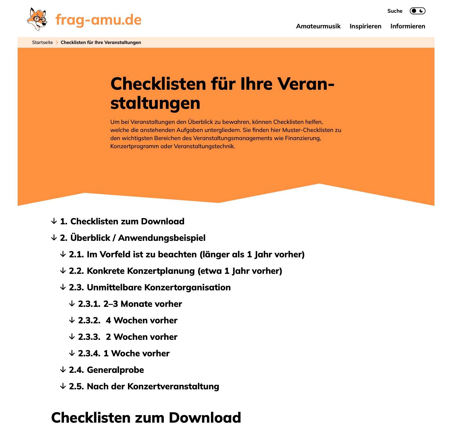 Checklisten für Ihre Veranstaltungen frag amu.de